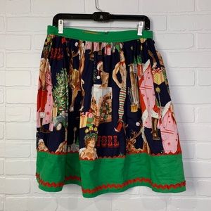 Custom Handmade OOAK novelty print Xmas skirt